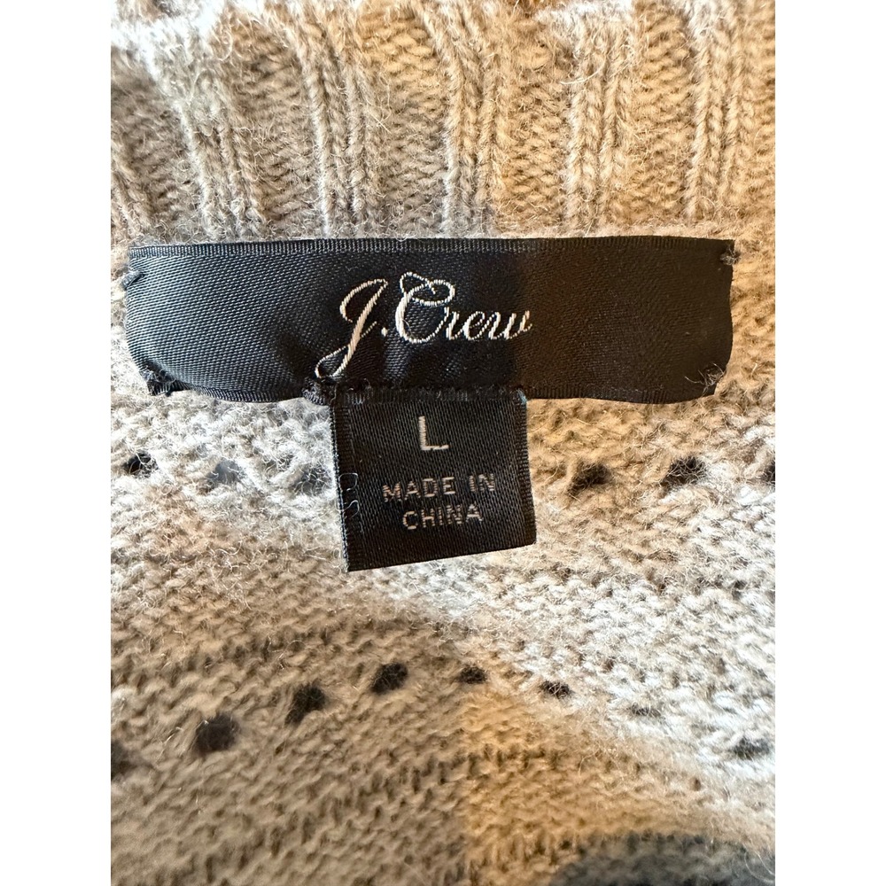 J Crew Scallop Pointelle Knit Sweater Women Large Gray Wool Blend Preppy Boho - Picture 9 of 10